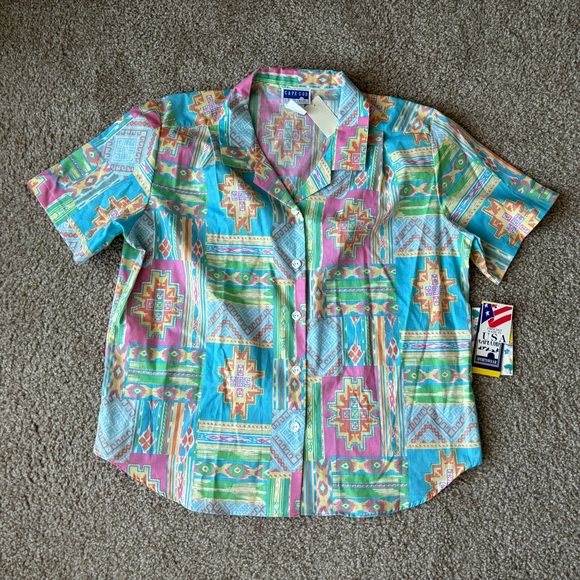 Cape Cod Designs Tops - NWT VTG 80s Cape Cod‎ Sportswear Women’s XXL Button Up Vacation Shirt Summer